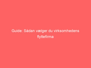 Read more about the article Guide: Sådan vælger du virksomhedens flyttefirma